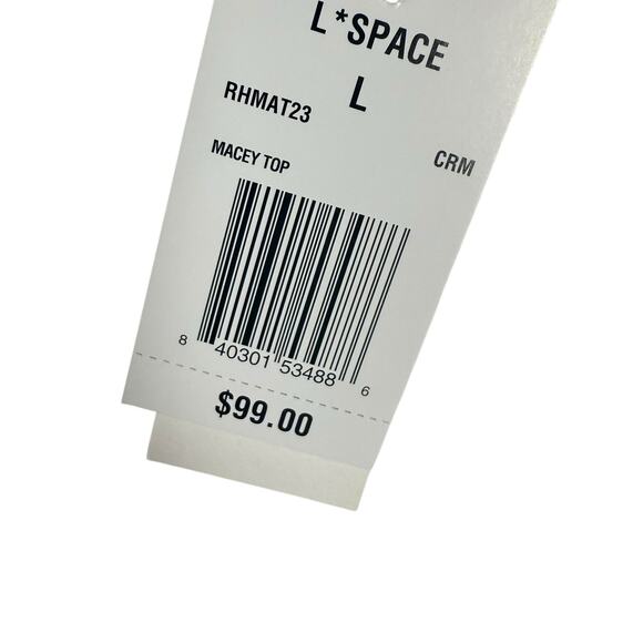 L*Space Macey White V Underwire Mesh Ribbed Bralette Bikini Swimsuit Top Size L - Picture 7 of 9